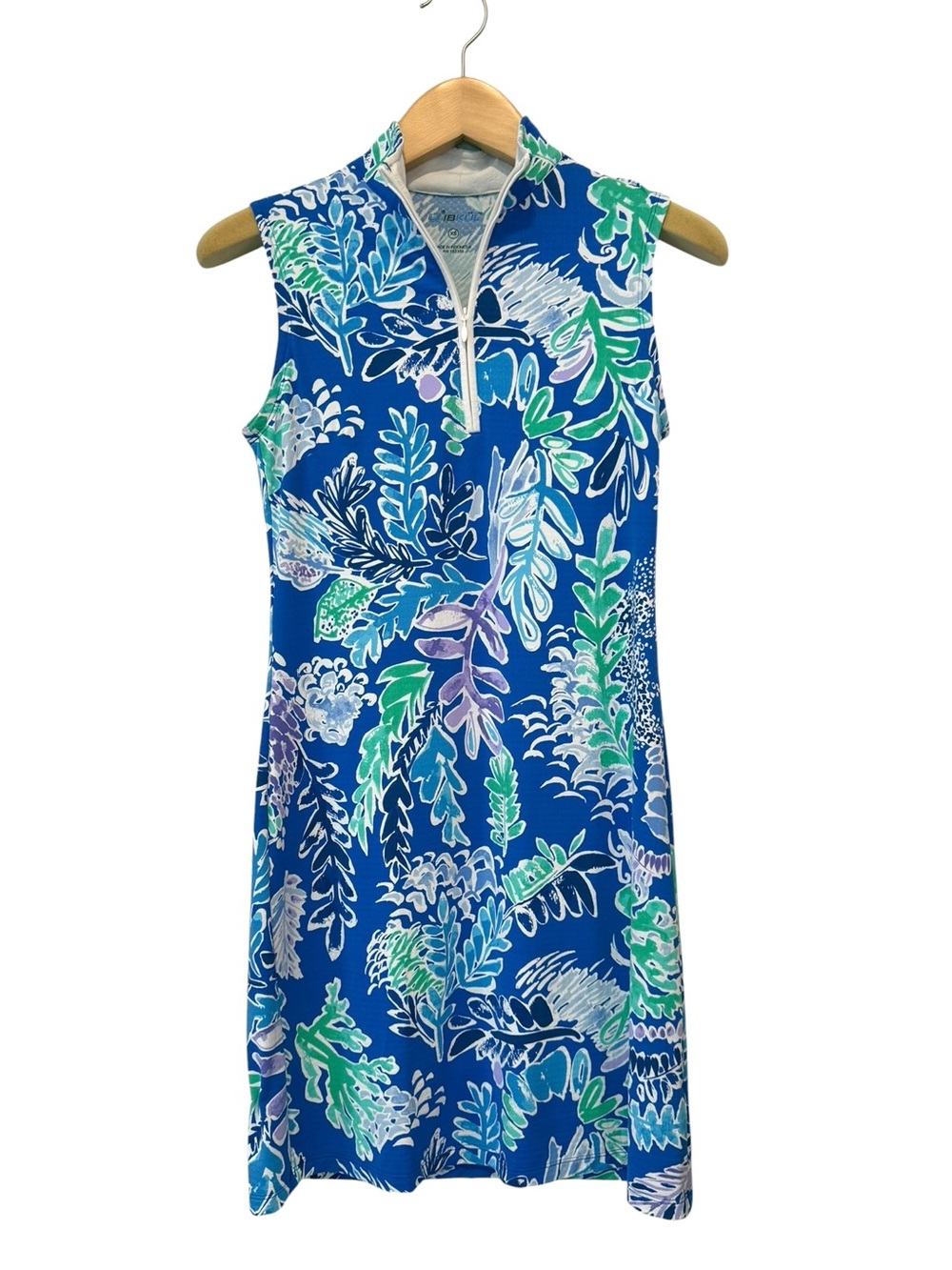 IBKUL Sleeveless Mock Neck 1/4 Zip Botanical Print Golf Dress UPF XS - Picture 1 of 9